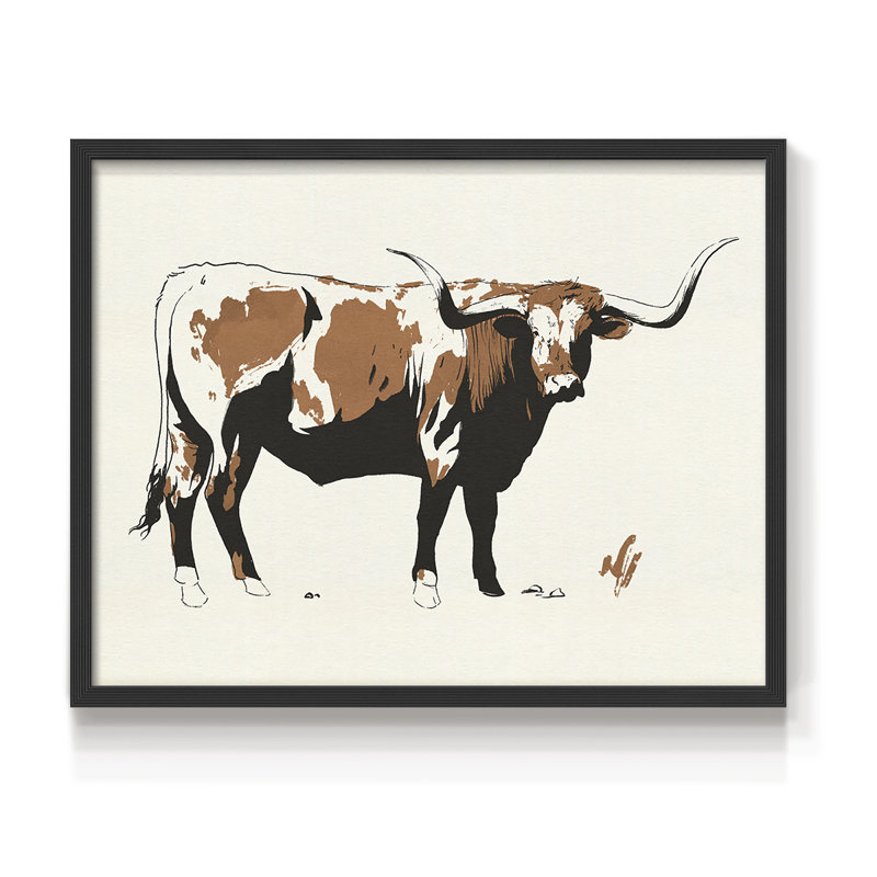 Terre Cotta Steer I - reproduction encadrée - réarmable, Noir, H 22 po x l 28 po