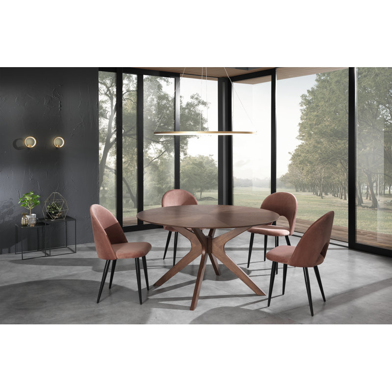 Tallin Walnut Round Solid Wood Base Dining Table