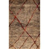 Seville Hand Knotted Area Rug in Gray/Red/Ivory