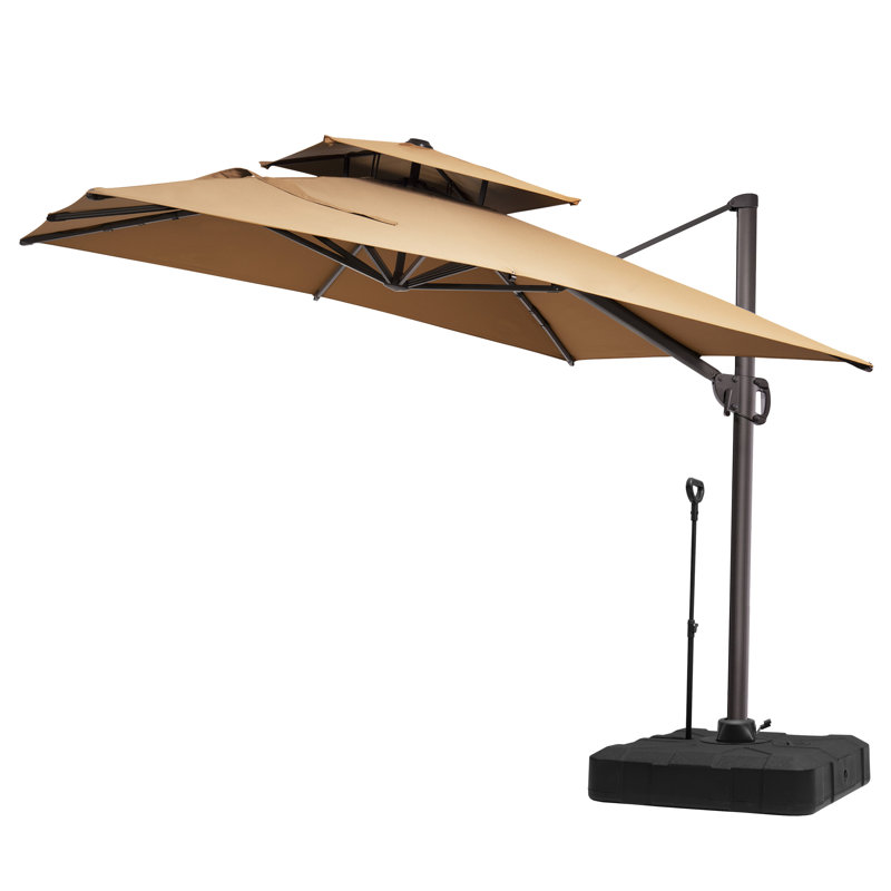 128' X 104' Mobile Double Top Cantilever Umbrella with Weighted Base , Tan