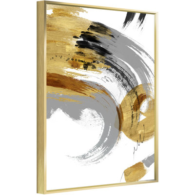 G-316-18- Art mural encadré en aluminium doré prêt à accrocher