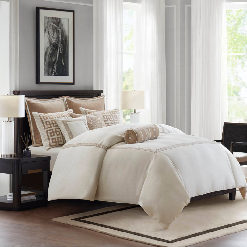 9- Piece Comforter Set, Tan/Ivory