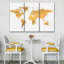 " Light Gold World Map Multi Piece Canvas Print " by Enchanté Designs 3 - Pieces-93059591