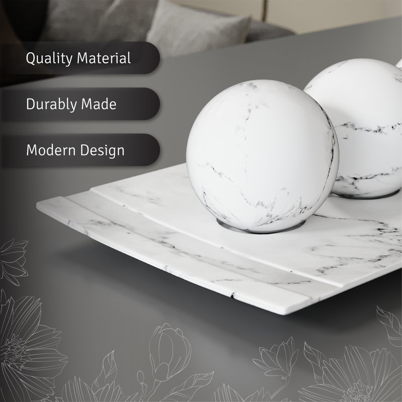 White Marble Decorative Tray and Orb Set for Home Decor
