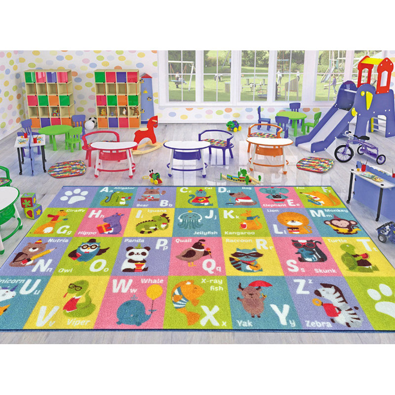 Pierce ABC Alphabet Animal Educational Learning Game Play Non Slip Kids Rug Carpet Classroom Playroom Mat