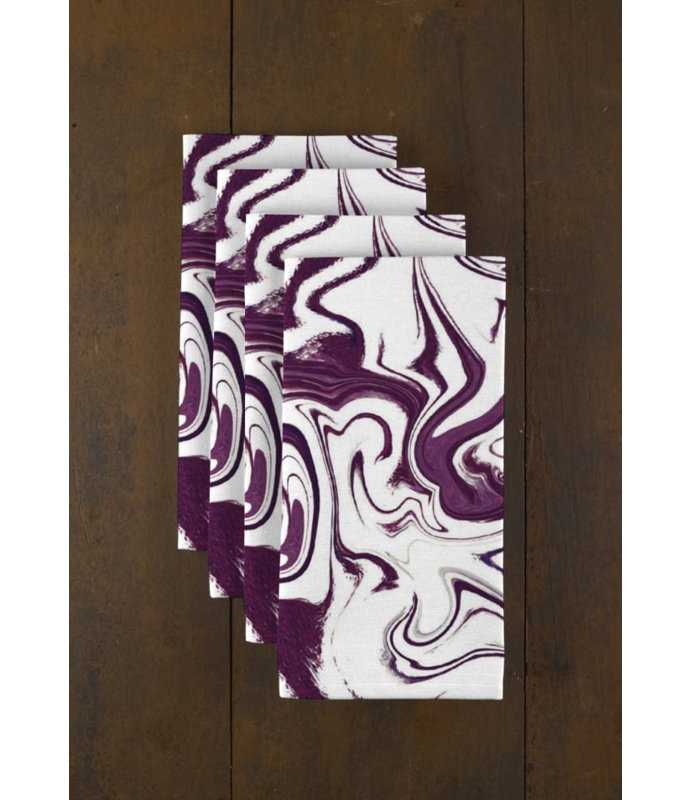 Polyester Abstract Square Napkin, Purple