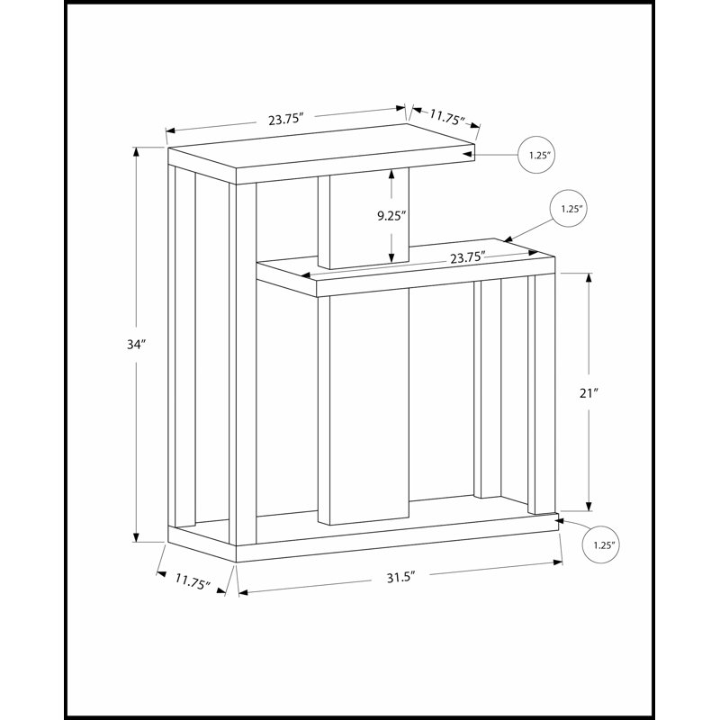 Table d'appoint étroite en stratifié brun, parfaite pour les entrées ou les côtés de canapé modernes et contemporains
