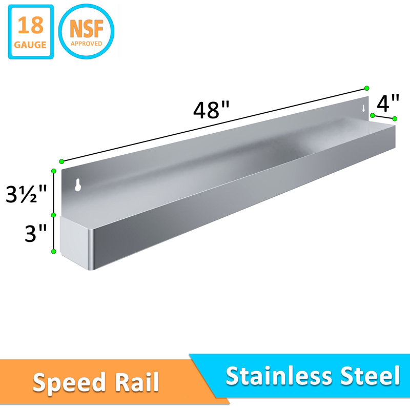 Express KitchQuip Stainless Steel 48" Speed Rail - Heavy-Duty Wall-Mounted Liquor Bottle Organizer, NSF Certifide