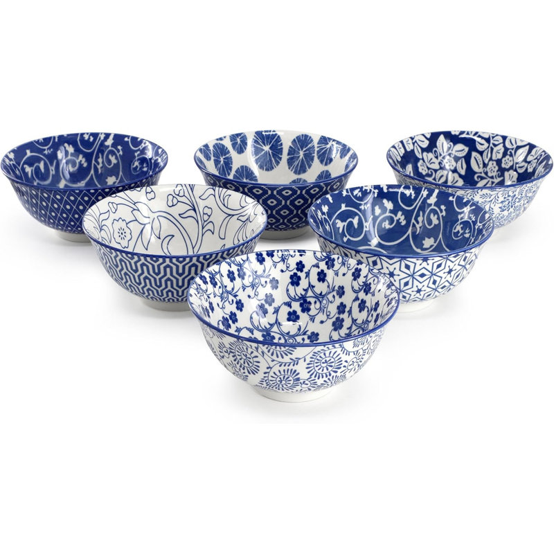Ensemble de bols en porcelaine 6 pièces 6 oz 20 oz - empilable, va au micro-ondes et au lave-vaisselle