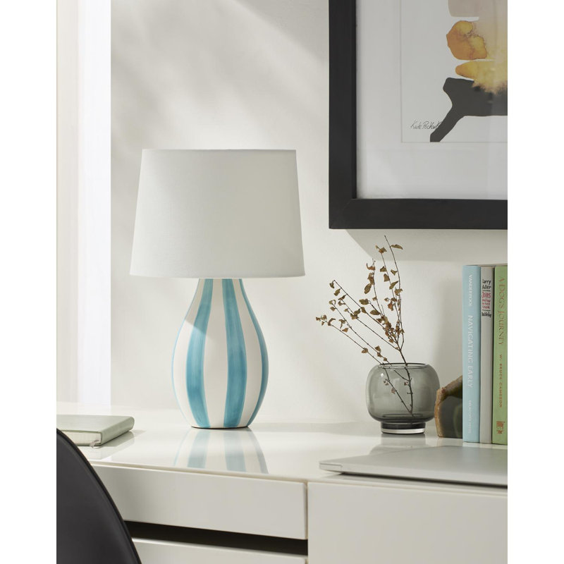 Owes Table Lamp, Teal/White