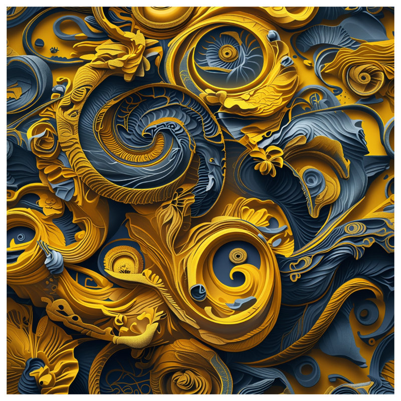 Coussins Intricate Blue Yellow Swirls, 14 X 14 pouces