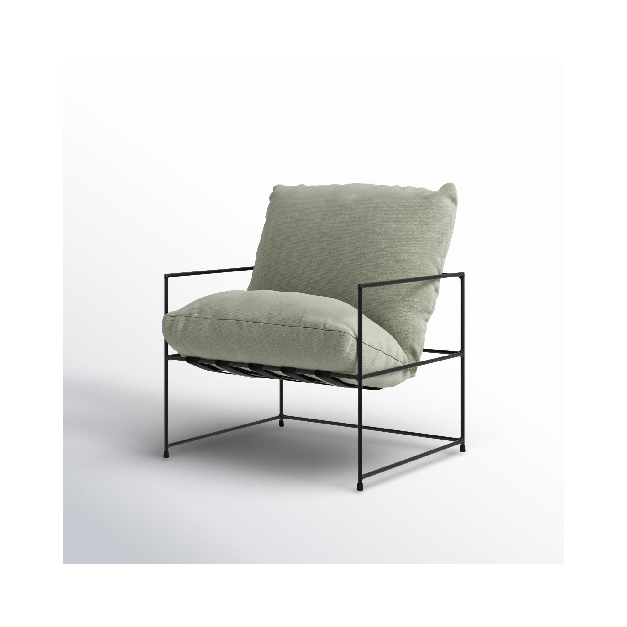 Danita Upholstered Armchair, Washed Green Performance Canvas