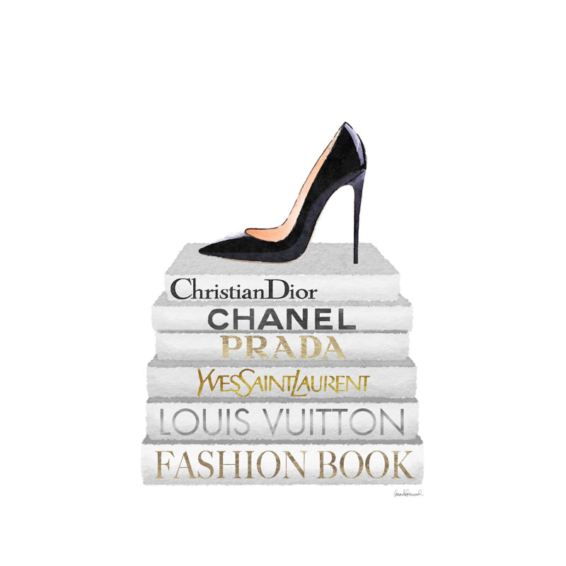 Black Heel Bookstack by Amanda Greenwood - Wrapped Canvas Art Prints, 91cm H x 61cm W
