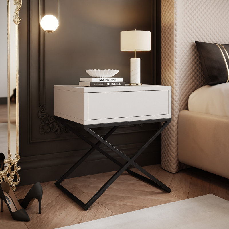 45 cm W Bedside Table, black/kaschmir