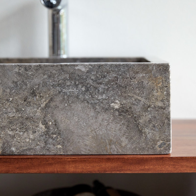 Slats Gray Marble Bathroom Sink, Gray
