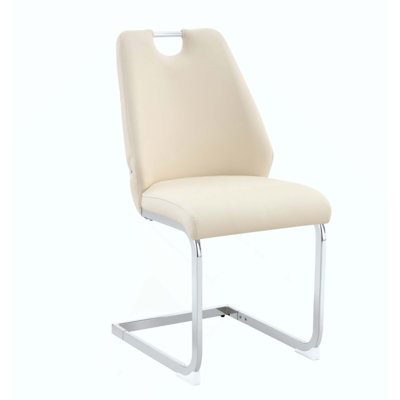 Ensemble de 2 chaises de salle à manger en similicuir avec texture en filet, anneau arrière et poignée, ensemble de chaises de salle à manger rembourrées à dossier haut (ensemble de 2)