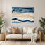 Art mural horizontal rayé bleu marine ivoire en métal beige-264402509