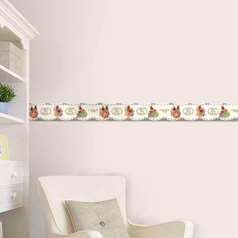 Papier peint auto-adhésif pour enfants Peel and Stick Border Bunny 15 pi x 5 po