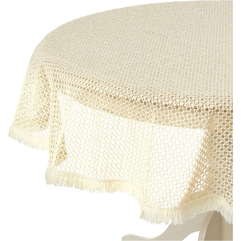 Vinyl Tablecloth Indoor/Outdoor With Decorative Polyester 2-Inch Frill. Round, 55'' Round