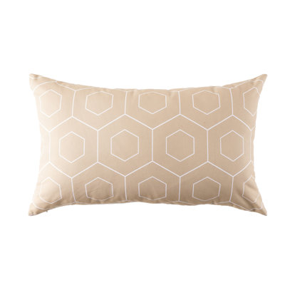 Ivory Hexagon Outdoor Lumbar Toss Cushion