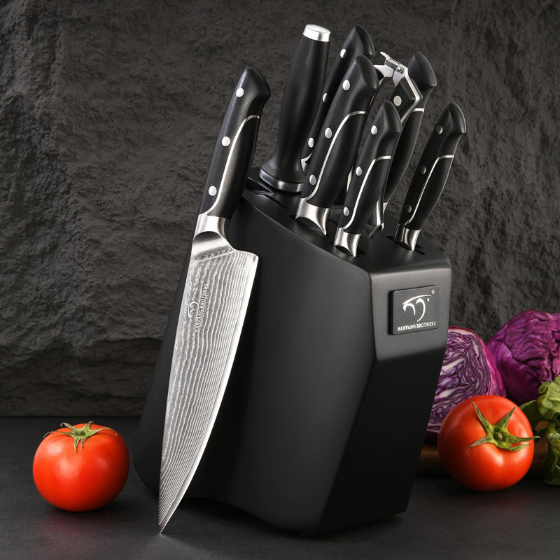 Nanfang Brothers Damascus Steel Knife Block Set