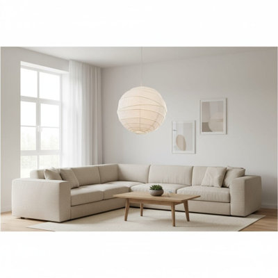 Paper Round Pendant Shade ( Clip On ) in White