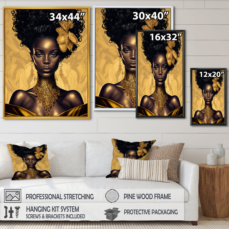 " Beautiful Retro African American Model III ", 20" H x 12" W x 1" D, Black Floater Framed