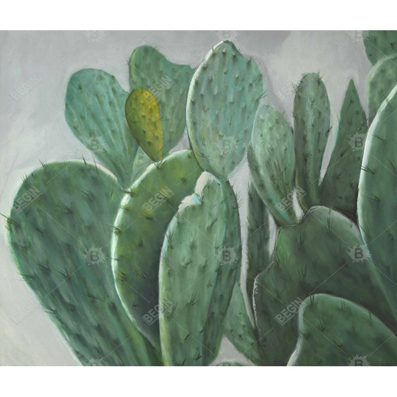 Paddle Cactus King Duvet Cover - Hyperrealist Botanical Decor, King Duvet Cover