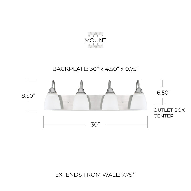 Éclairage pour meuble-lavabo à intensité variable Trenton, Nickel brossé, 4