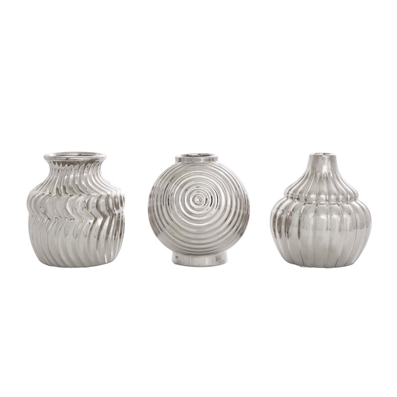Milanni Ceramic / Porcelain Table Vase, Silver, Small