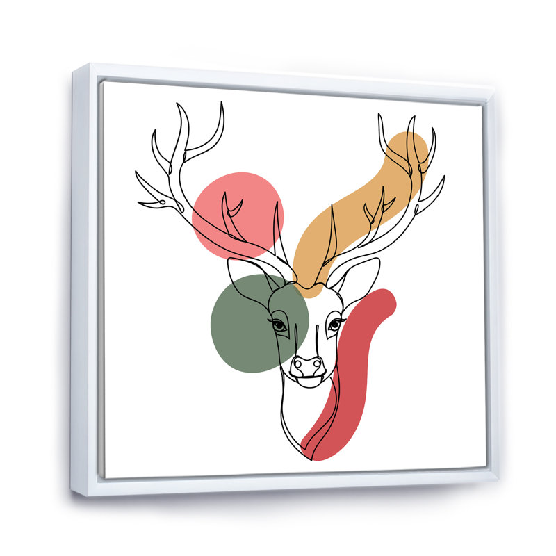 Minimalisme Christmas Deer Earth Tones - reproduction d'art sur toile, H 36 po x l 36 po x P 1,5 po, Cadre flottant blanc