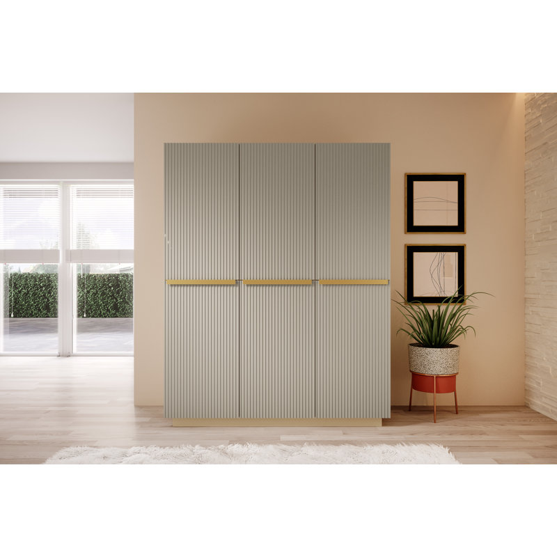 Altje 3 Door Manufactured Wood Wardrobe, Cream/Black