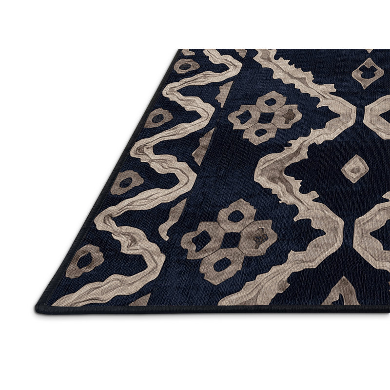 Machine Washable Gray Area Rug, Round 3'