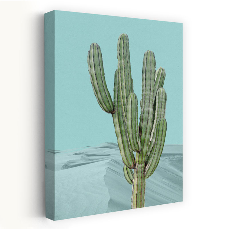 Désert, cactus bleu sarcelle, ciel, minimaliste, moderne, paisible, cactus, paysage naturel, reproduction d'art mural