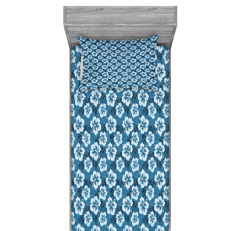 Microfiber Floral Sheet Set, Twin Sheet Set with Fitted Sheet
