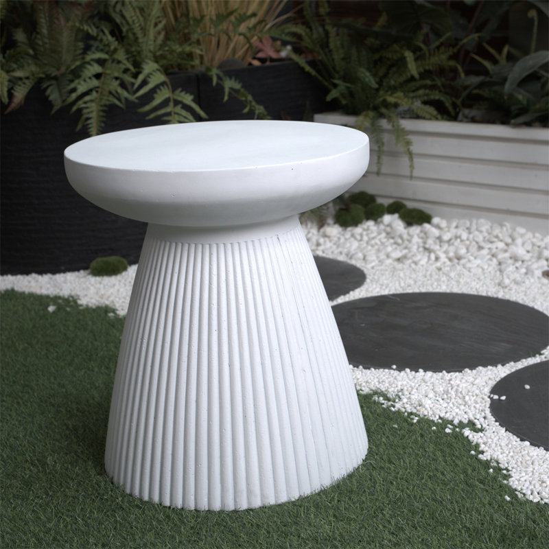 Tomas Patio End Table with Faux Terrazzo Finish