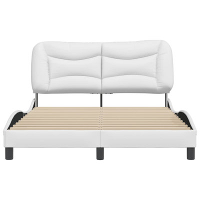 vidaXL Bed Frame without Mattress Hvar White 137x190 cm Faux Leather