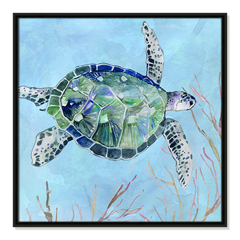 «Sea Turtle I» par Carol Robinson, Espresso, H 25,5 po x l 25,5 po x P 2 po