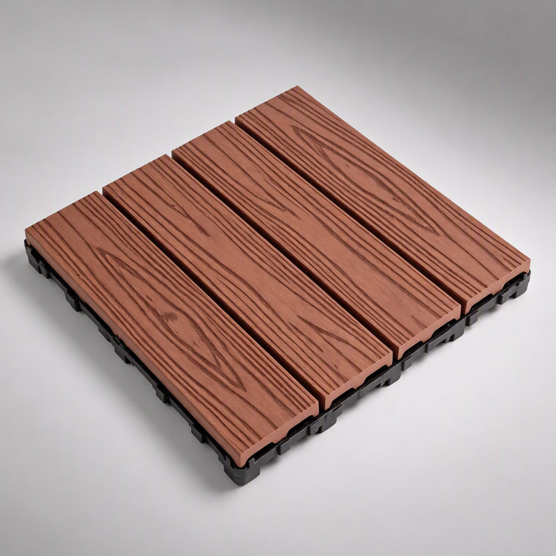 Dalles de terrasse emboîtables WPC, 25 pièces - Panneaux en bois rouge gaufré pour une installation facile et une durabilité accrue