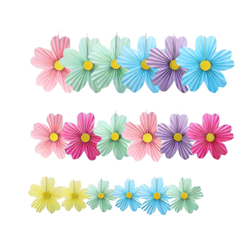 Kondieu 18 pièces décorations de fleurs en papier pour les classes de la maternelle et les décorations des Fêtes, C