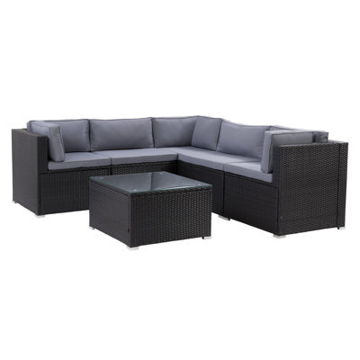 Ensemble de conversation modulaire en rotin avec coussins 6 pièces Newburyport