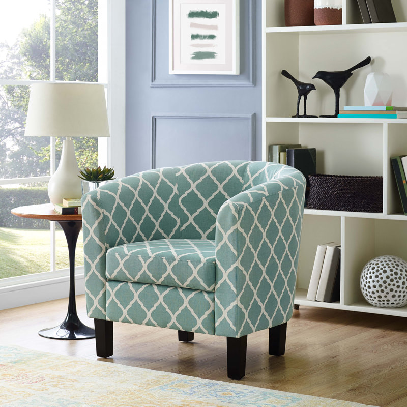 Fauteuil demi-tonneau Swarthout, Treillis écume de mer