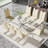 Modern 71in Glass Dining Table Set with Luxury Faux Leather Dining Chairs-114316166-114316168-115627112