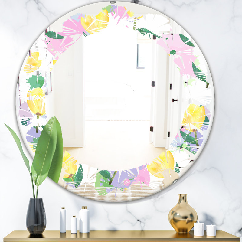 Miroir mural Coastal, H 31,5 po x l 31,5 po, Feuilles florales avec fleurs