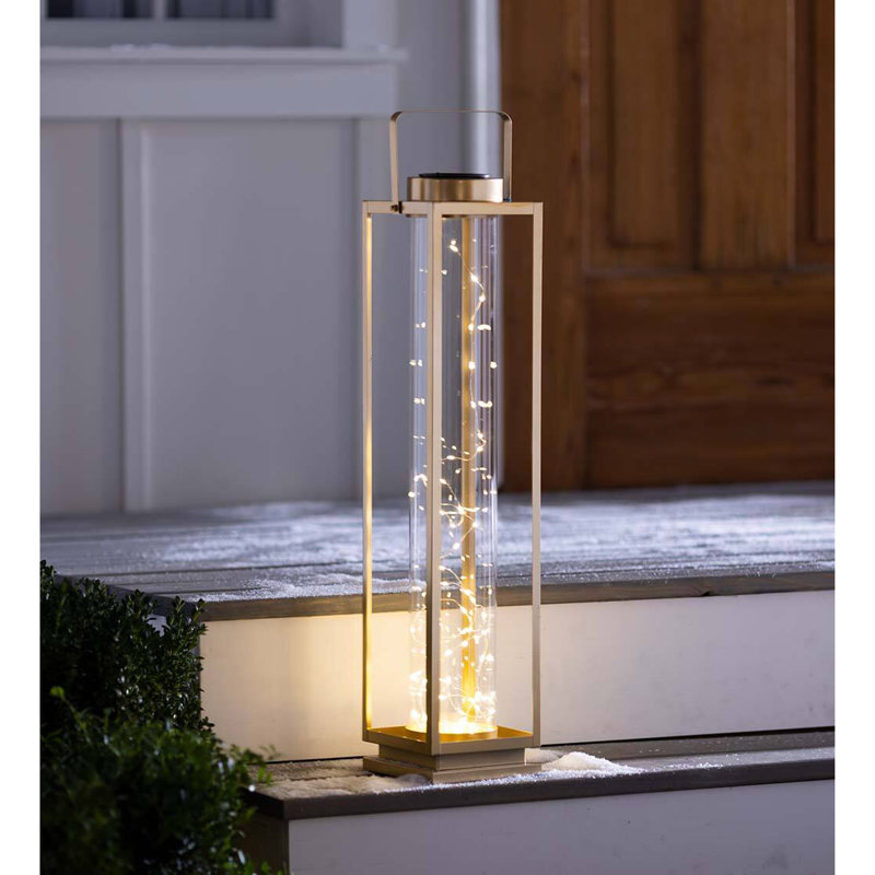 Solar Powered Integrated LED Square / Rectangular Lantern, 29" H x 7" W x 7" D