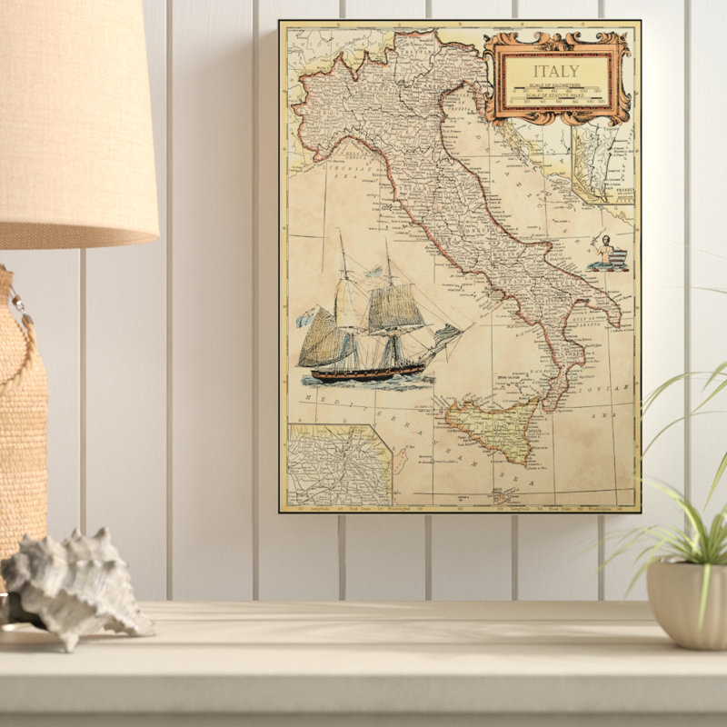 «Italy Map» par Vision Studio - impression sur toile tendue, H 24 po x l 18 po x P 2 po