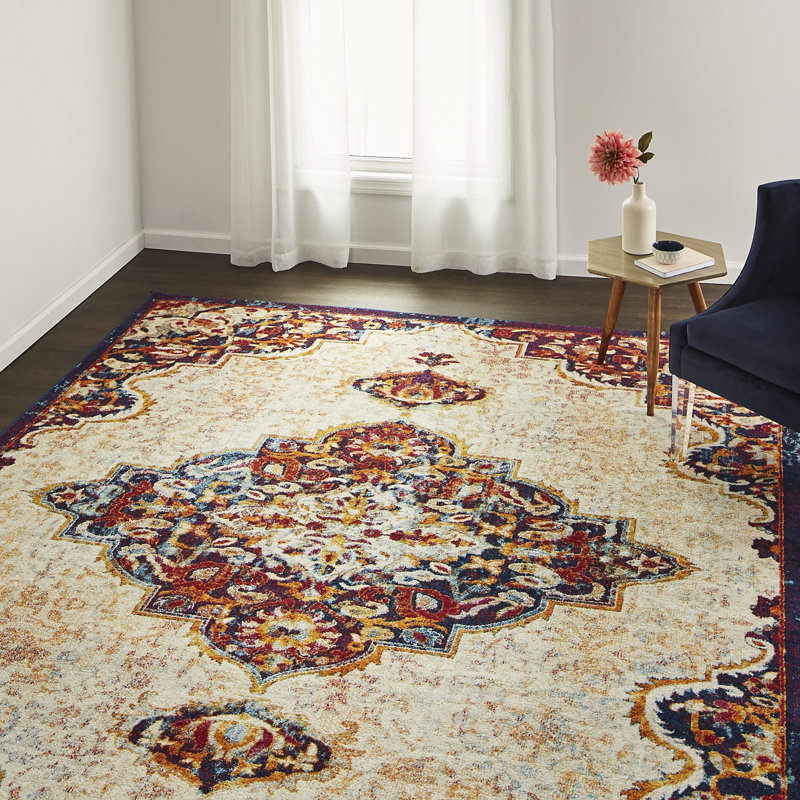 Tapis zone beige médaillon Sely, Rectangle 9 pi x 12 pi