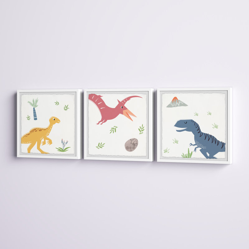 «Garza Land of the Dinosaurs Triptych», ensemble de 3 pièces, reproduction encadrée, H 18 po x l 18 po x P 1,5 po