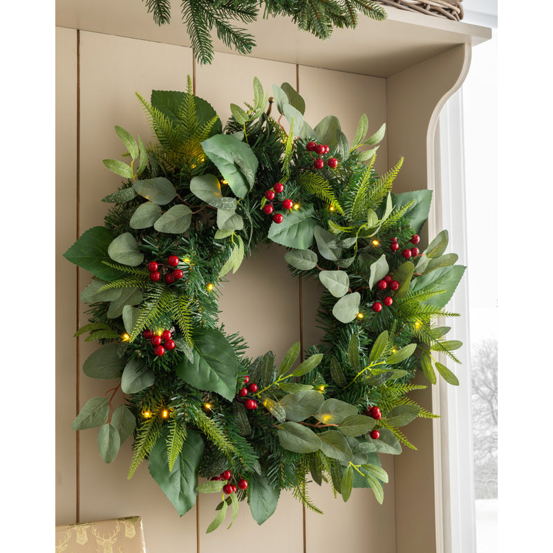 Faux Lighted Mixed Assortment 60cm Wreath
