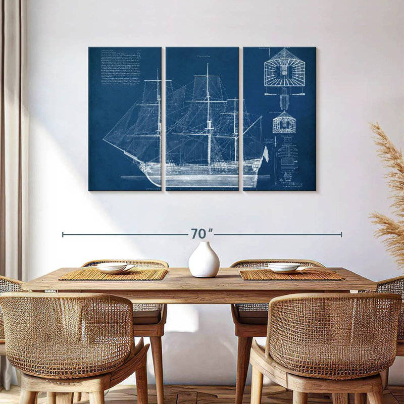 Laelle Antique Ship Blueprint IV, 36" H x 57" W